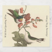 赤い喉を持った、またはルビーの喉を持ったハミングバード スパークリングワインラベル (シングルラベル)