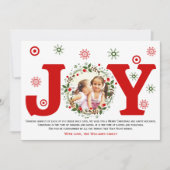 赤い喜びとクリスマスの花輪の写真 シーズンカード (正面)