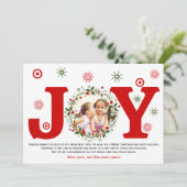 赤い喜びとクリスマスの花輪の写真 シーズンカード (スタンド正面)