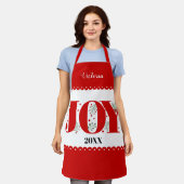 赤い喜びと果実のクリスマスフォト エプロン (着用した状態)