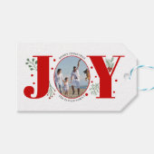 赤い喜びと果実のクリスマスフォト ギフトタグ (正面(横))