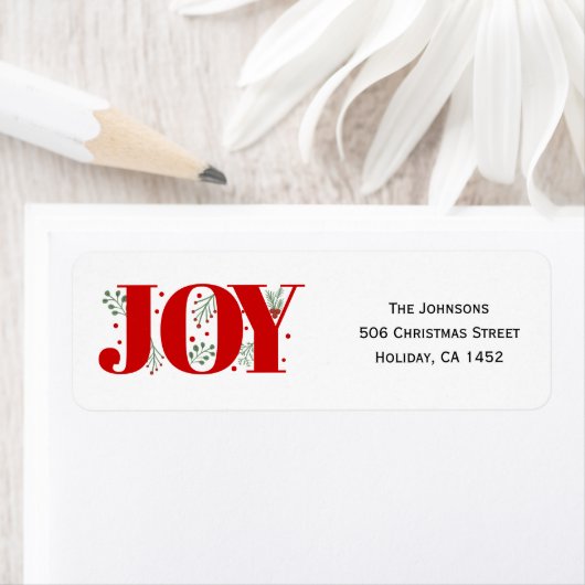 赤い喜びと果実のクリスマスフォト ラベル (インサイチュ)