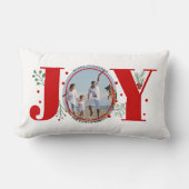 赤い喜びと果実のクリスマスフォト ランバークッション (正面)