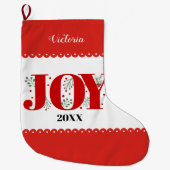 赤い喜びと果実のクリスマスフォト ラージクリスマスストッキング (正面)