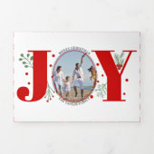 赤い喜びと果実クリスマスの休日の写真 三つ折りクリスマスカード (カバー)