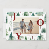 赤い喜びのクリスマスツリーの写真ホリデーカード シーズンカード (正面)