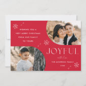 赤い喜びのスノーフレーク水平アーチフレーム2写真 シーズンカード (正面)