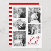 赤い喜び新婚5つの写真コラージュのクリスマス シーズンカード (正面/裏面)