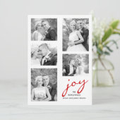 赤い喜び新婚5つの写真コラージュのクリスマス シーズンカード (スタンド正面)