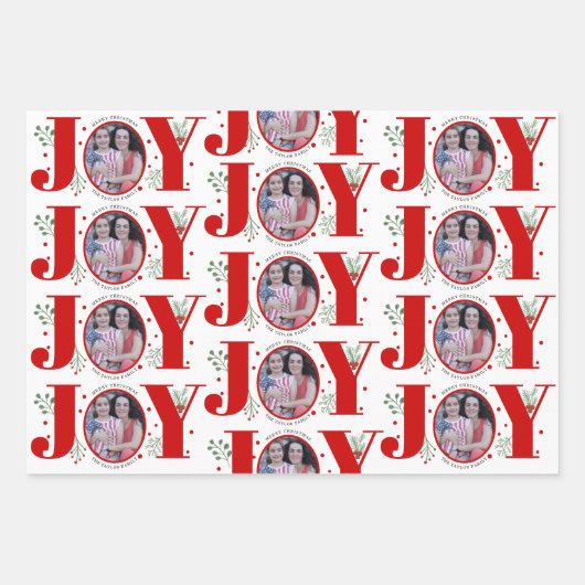 赤い喜び果実とクリスマスホリデーフォト ラッピングペーパーシート (正面2)