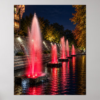 赤い噴水の夜 16x20 額なしアートプリント ポスター