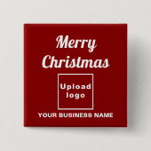 赤い四角いボタンのビジネスクリスマスグリーティング 缶バッジ (正面)