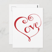 赤い四角のハート ポストカード (正面/裏面)