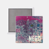 赤い回路基板おたくレトロデザイン マグネット (正面/裏面)