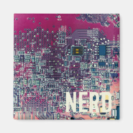 赤い回路基板おたくレトロデザイン マグネット