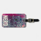 赤い回路基板おたくレトロデザイン ラゲッジタグ (正面横)