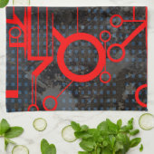 赤い回路 キッチンタオル (折り畳み)