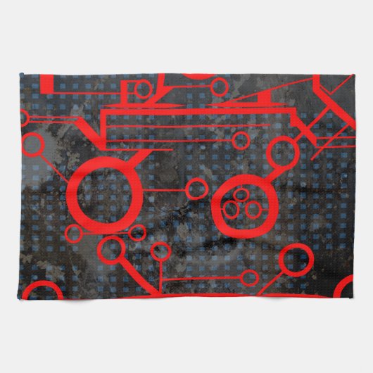 赤い回路 キッチンタオル (横)