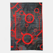 赤い回路 キッチンタオル (縦)