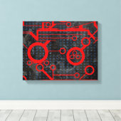 赤い回路 キャンバスプリント (インサイチュ (ウッドフロア))