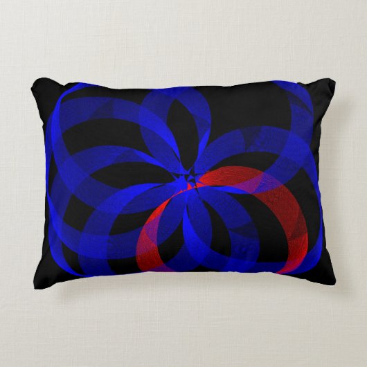 赤い回転幾何学型アクセント枕 アクセントクッション (正面)