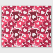 赤い図形(白いハート) ラッピングペーパー (フラット)