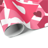 赤い図形(白いハート) ラッピングペーパー (ロールコーナー)