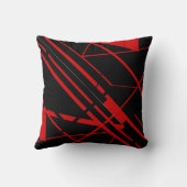 赤い図形、黒い抽象芸術の線の流れデザイン クッション (裏面)