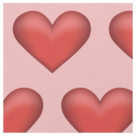 赤い図解入りの、写真付きのハートパターン ファブリック (クローズアップ)