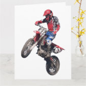 赤い土のバイク カード (黄色い花)