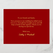 赤い地図の目的地のウェディングユー 箔シーズンポストカード (裏面)