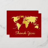 赤い地図の目的地のウェディングユー 箔シーズンポストカード (正面/裏面)