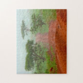 赤い地球ロードVeldt霧の南アフリカ。 ジグソーパズル (縦)