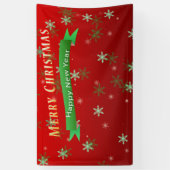 赤い地面に緑と白の雪片 横断幕 (縦)