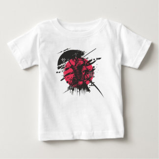 "赤い墨のサムライ武士Tシャツ ベビーTシャツ