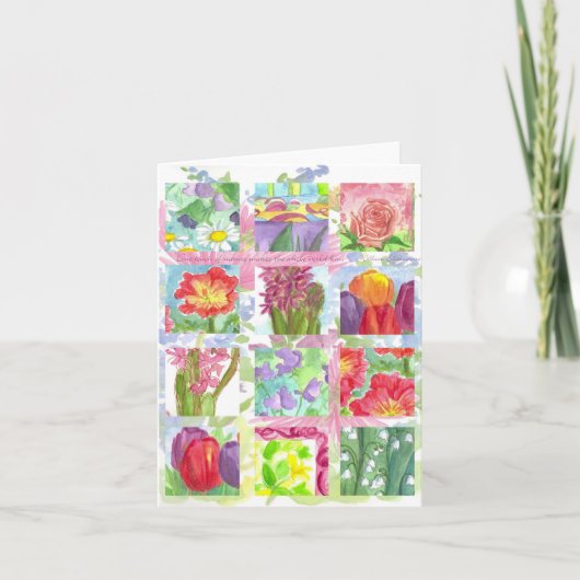 赤い夏の花のコラージュのノートカード カード (正面)