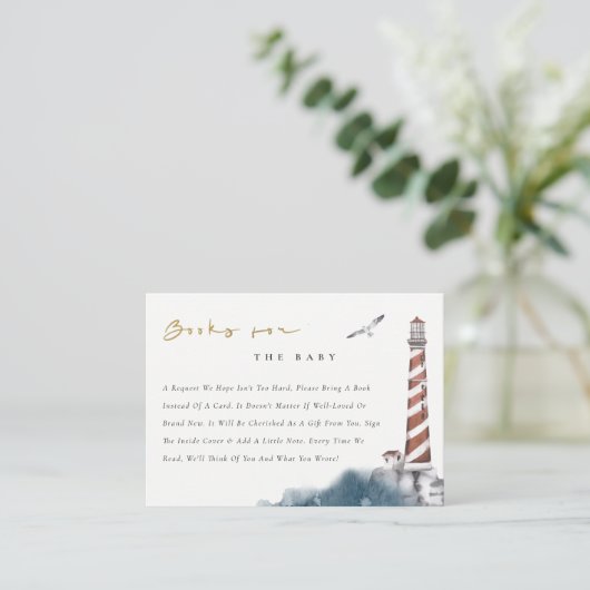 赤い夕暮れブルーのライトハウスブック エンクロージャーカード (スタンド正面)