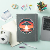 赤い夕焼けのビンテージUFO シール (iPadカバー)