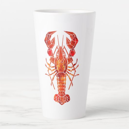 赤い多角形のロブスター カフェラテマグ (正面)