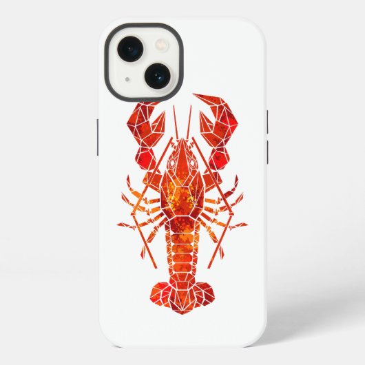 赤い多角形のロブスター iPhoneケース (裏面)