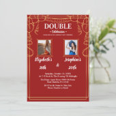 赤い大人の共同誕生日パーティー2写真 招待状 (スタンド正面)