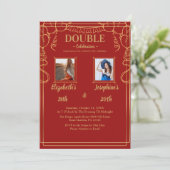 赤い大人の共同誕生日パーティー2写真 招待状 (スタンド正面)