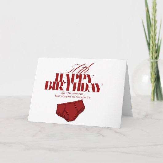 赤い大人の誕生日カード年齢は古い下着のようなものである シーズンカード (正面)