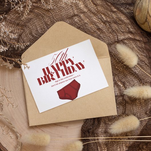 赤い大人の誕生日カード年齢は古い下着のようなものである シーズンカード