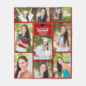 赤い大学院フォトコラージュカスタム2025年卒業 フリースブランケット (正面)