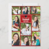 赤い大学院フォトコラージュ2025年モダン卒業 案内状 (正面)