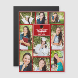 赤い大学院写真コラージュ2023年卒業マグネット