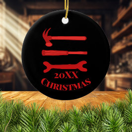 赤い大工ツール2022クリスマス セラミックオーナメント