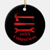 赤い大工ツール2022クリスマス セラミックオーナメント (正面)