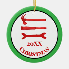 赤い大工ツール2025クリスマス セラミックオーナメント
